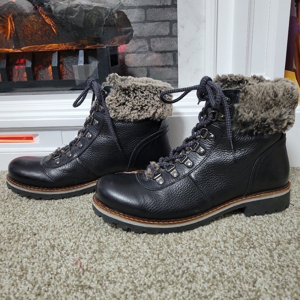 Avellini Women's Made in Portugal Cozy-Lined Lace-Up Boots, Size 9 US / EU 40